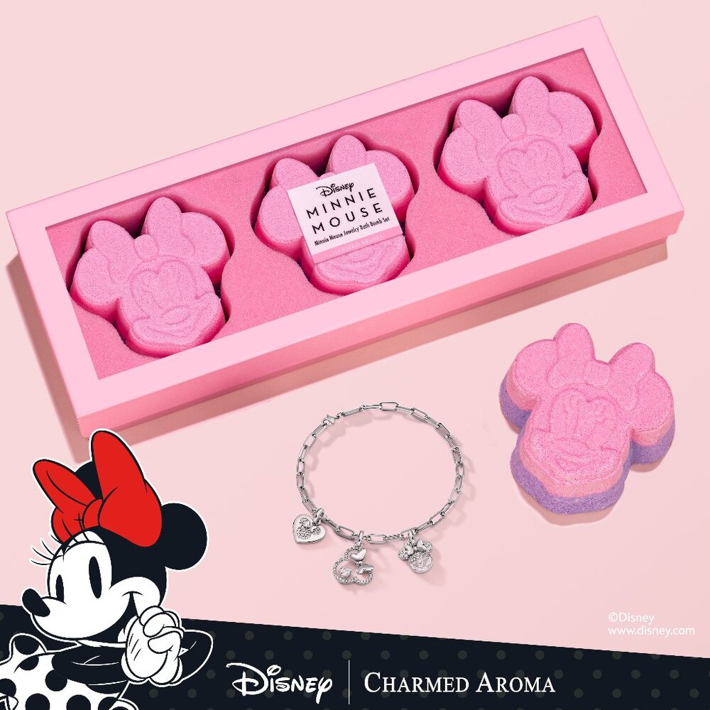 Disney Minnie Mouse Bath Bomb Gift Set and Charm Bracelet - Charmed Aroma